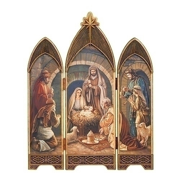 Nativity Triptych Hinged Screen Decorative